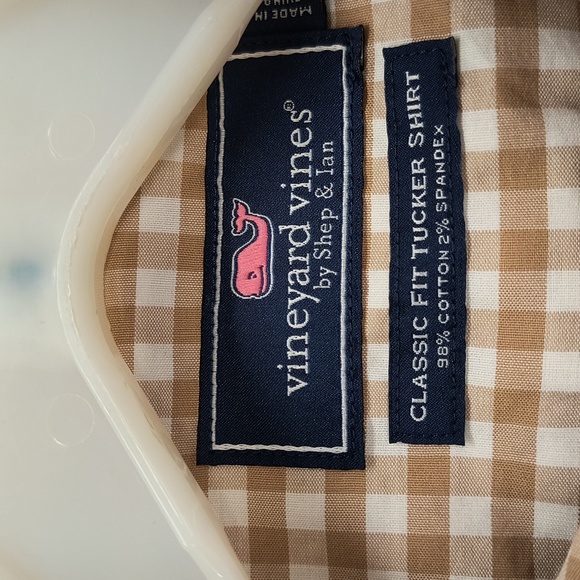 Vineyard Vines Brown & White Check Tucker Shirt Classic Fit Size M EUC - Picture 1 of 8